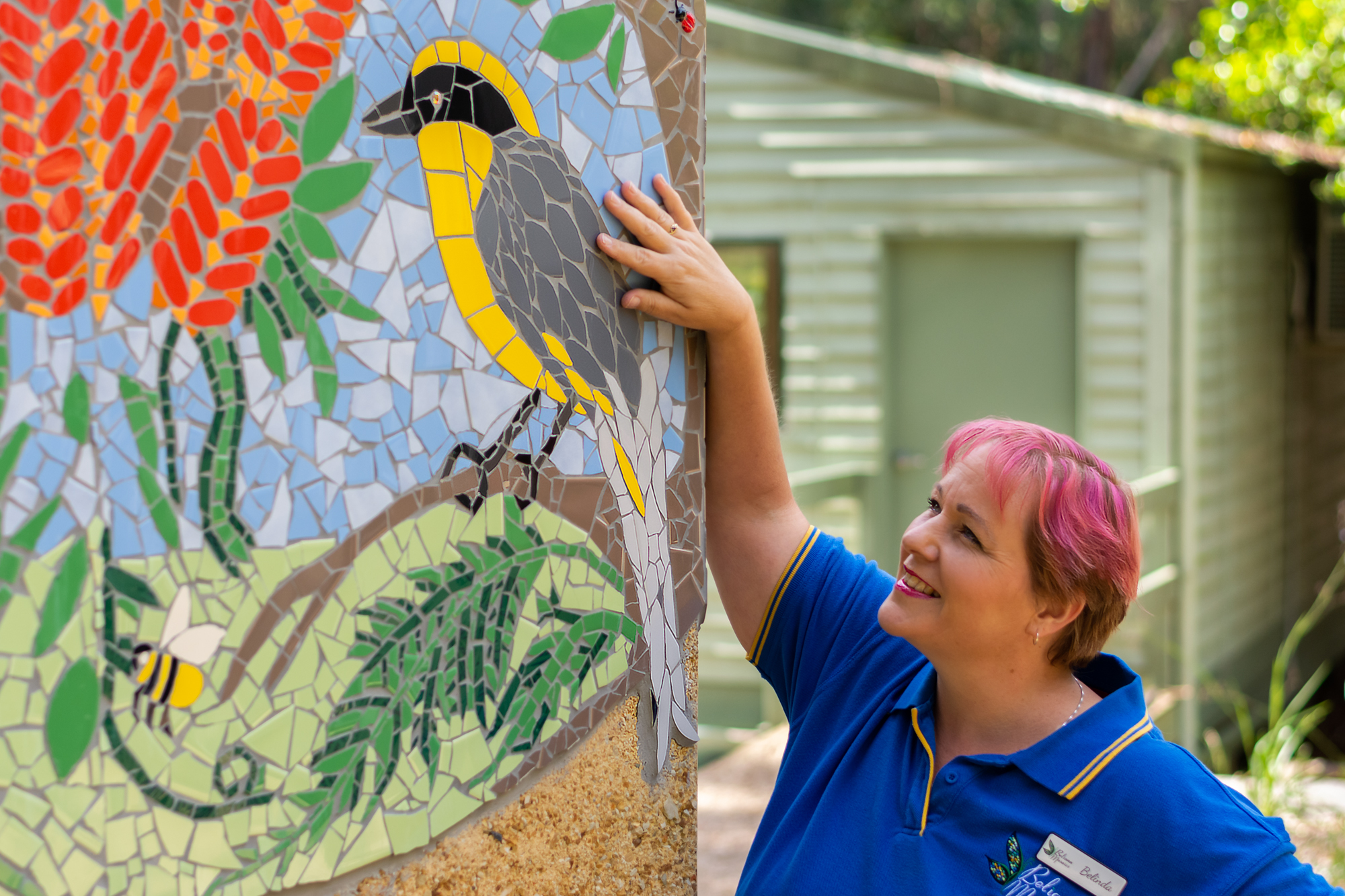 barry_callister_photography-0156 Belinda with the endangered Helmeted Honey Eater